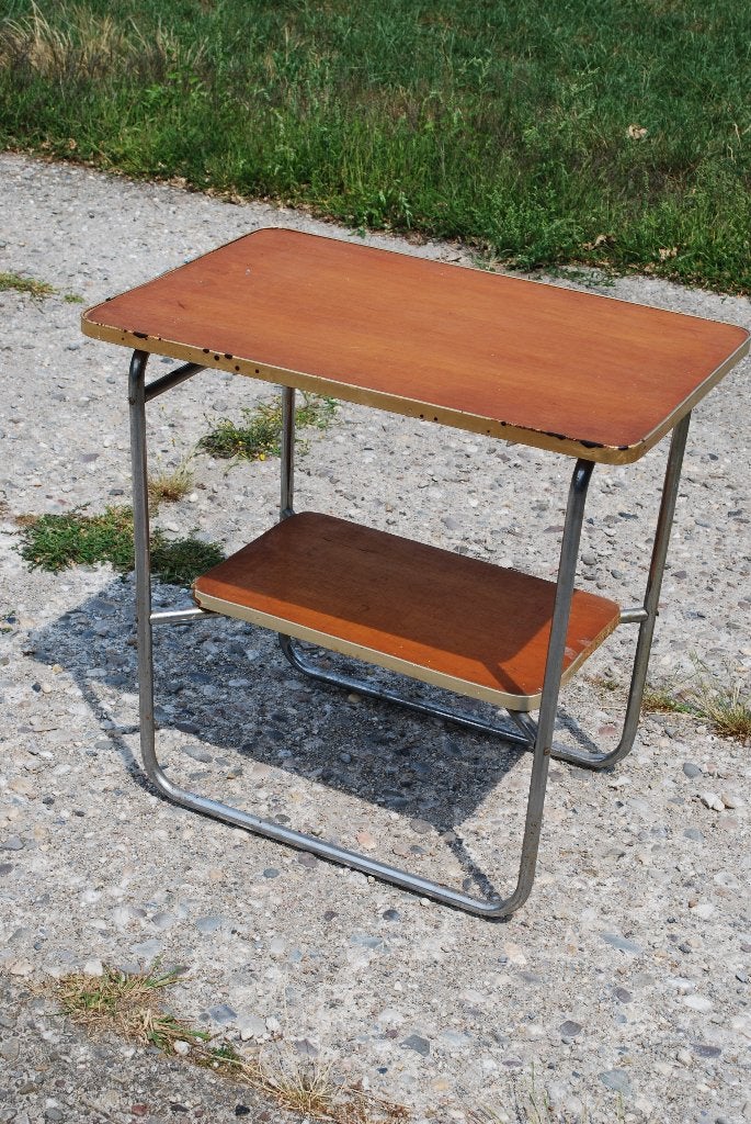 Vintage bijzettafel opknapper, Huis en Inrichting, Tafels | Bijzettafels, Ophalen, Gebruikt, Metaal of Aluminium, Vintage