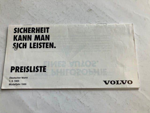 Volvo  Prijslijst   Duitsland   1985/1986   -    340/360/240, Volvo, Volvo Deutschland, Ophalen of Verzenden, Zo goed als nieuw
