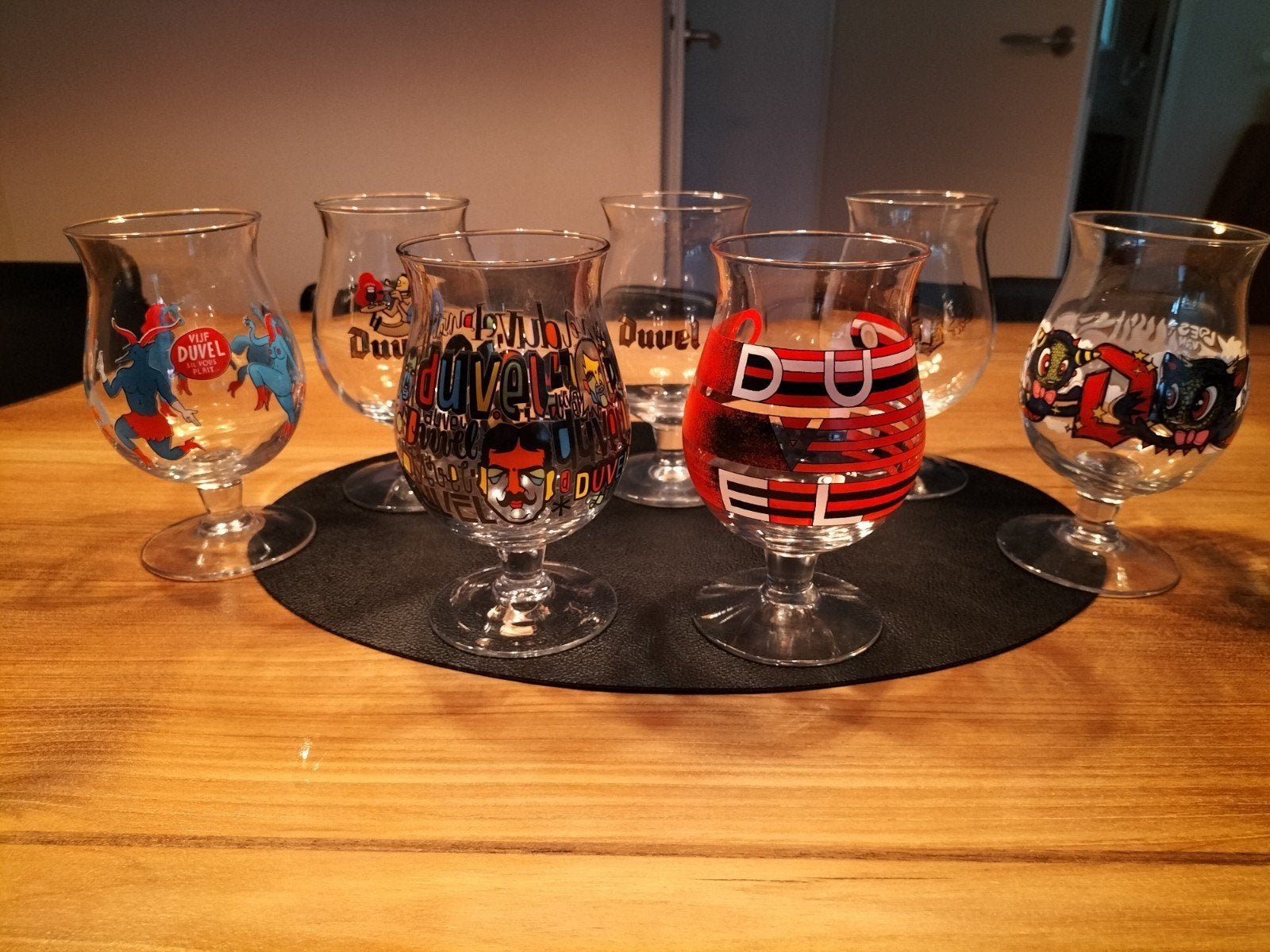 Set van 7 Duvel bier glazen - Diverse Limited Editions, Glas of Glazen, Overige merken, Ophalen of Verzenden, Glas