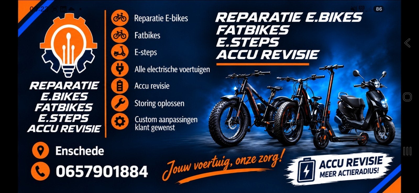 reparatie , Fatbike, E, bikes   ACCU revisie, Ophalen of Verzenden, Gebruikt, Overige merken