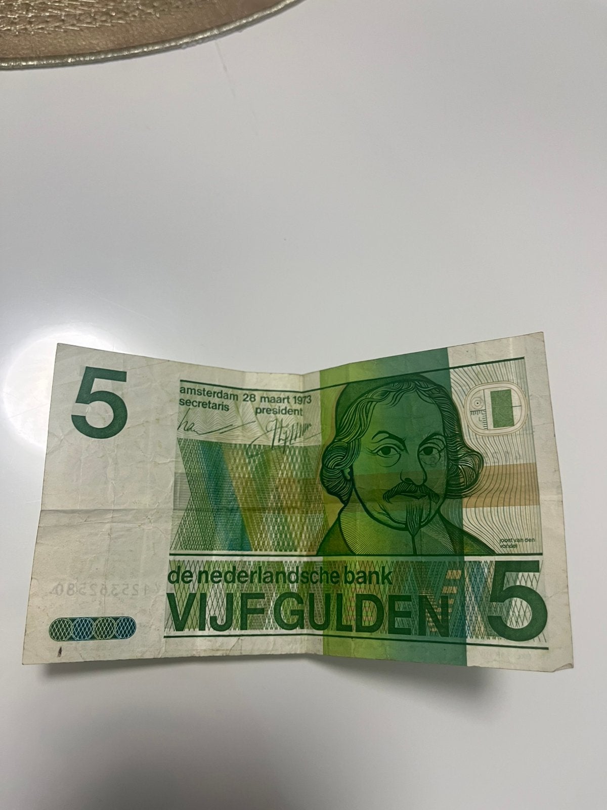Te koop: Origineel Nederlands 5-guldenbiljet (1973) – Vondel, Verzenden, 5 gulden