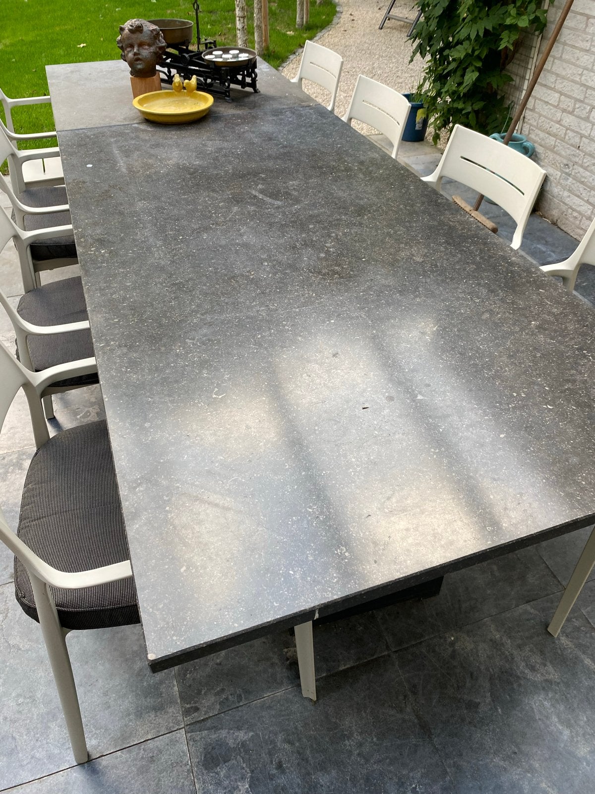 Robuuste tuintafel van natuursteen 100x300 in 2 delen, Ophalen, Gebruikt, Rechthoekig, Overige materialen