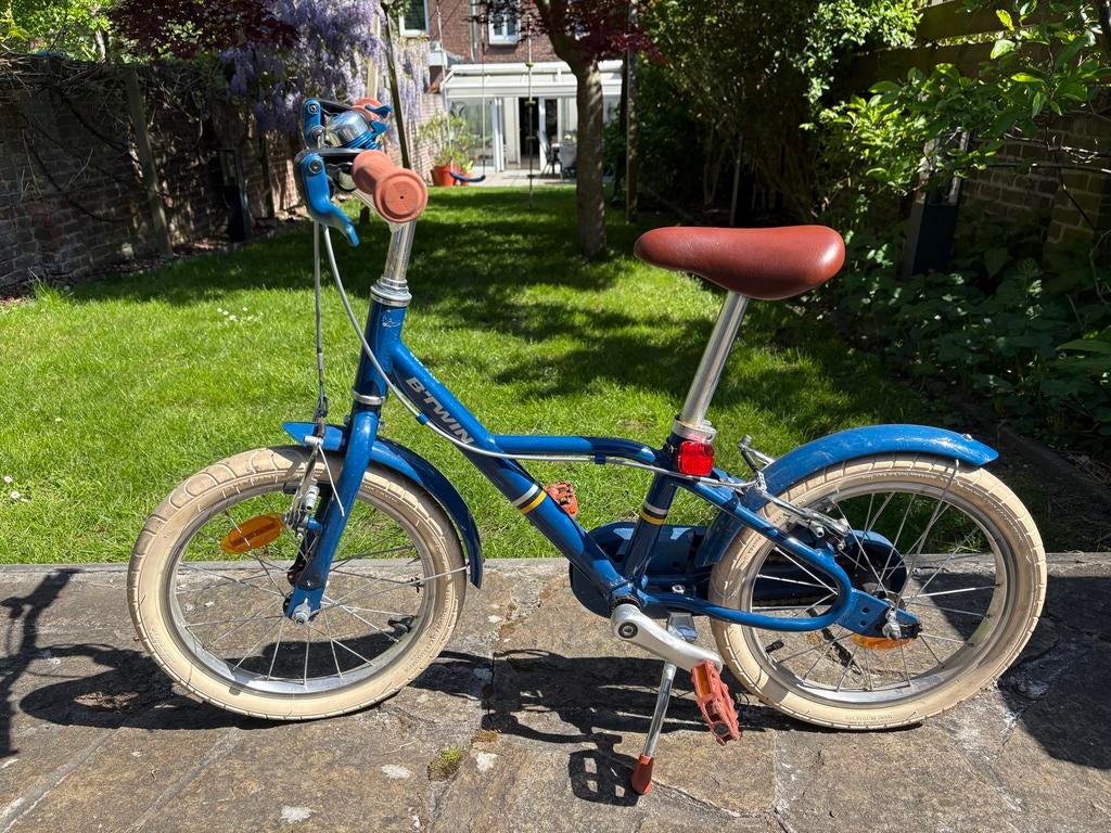 B'Twin City 900 Kinderfiets 16 inch - Blauw, Ophalen, Gebruikt, Terugtraprem, 16 tot 20 inch