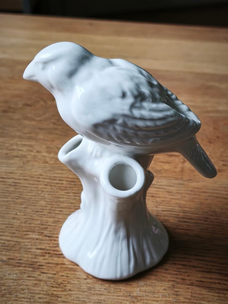 &Klevering Amsterdam vaasje vogel op tak l wit, Ophalen of Verzenden