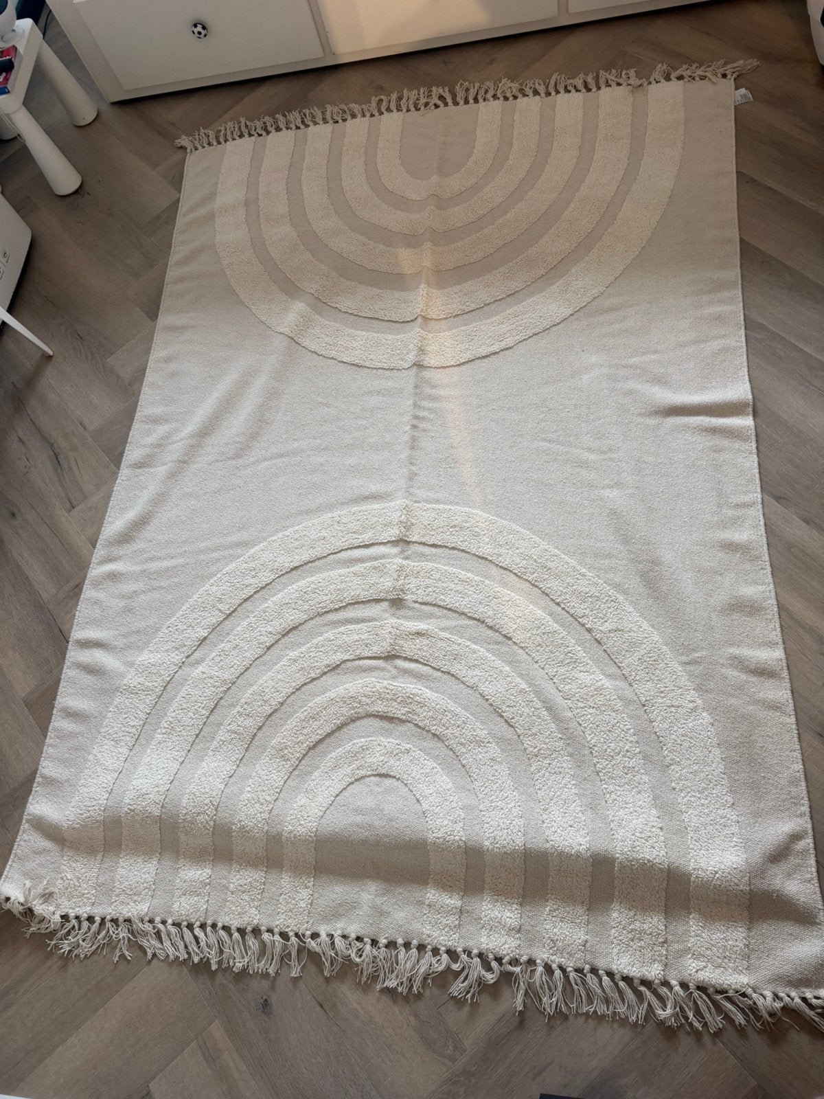 Beige vloerkleed, Ophalen, 100 tot 150 cm, Beige, Rechthoekig