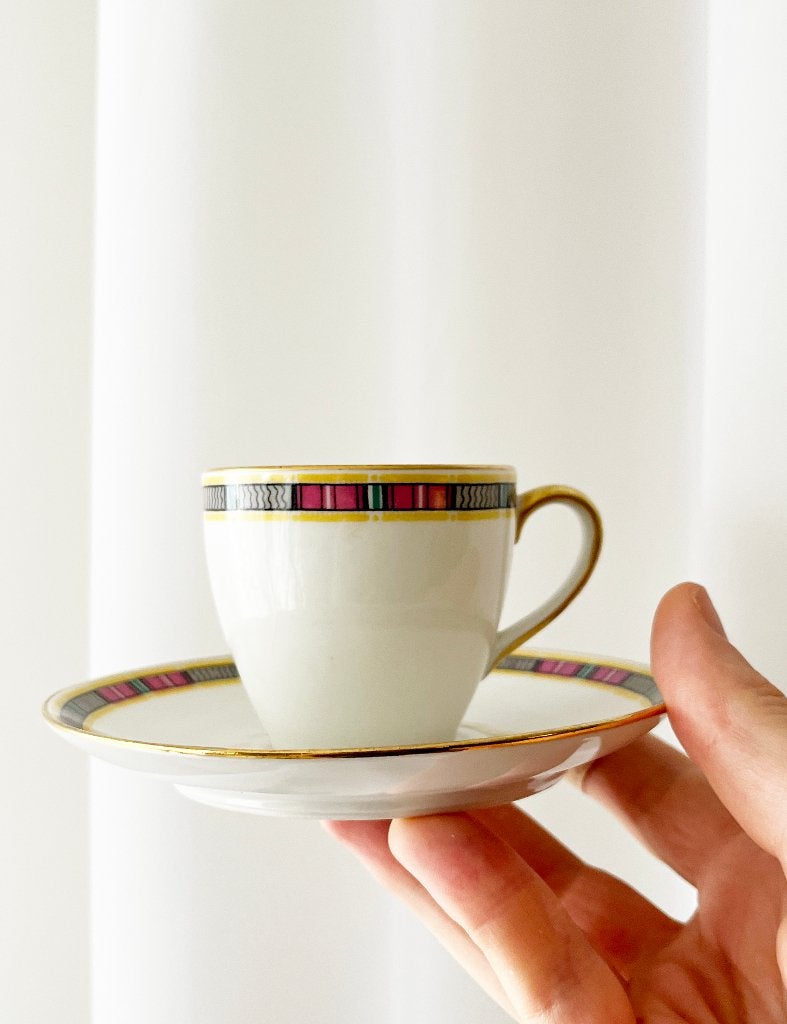 Art Deco porselein Limoges kopje met schotel – rond 1930, Ophalen of Verzenden