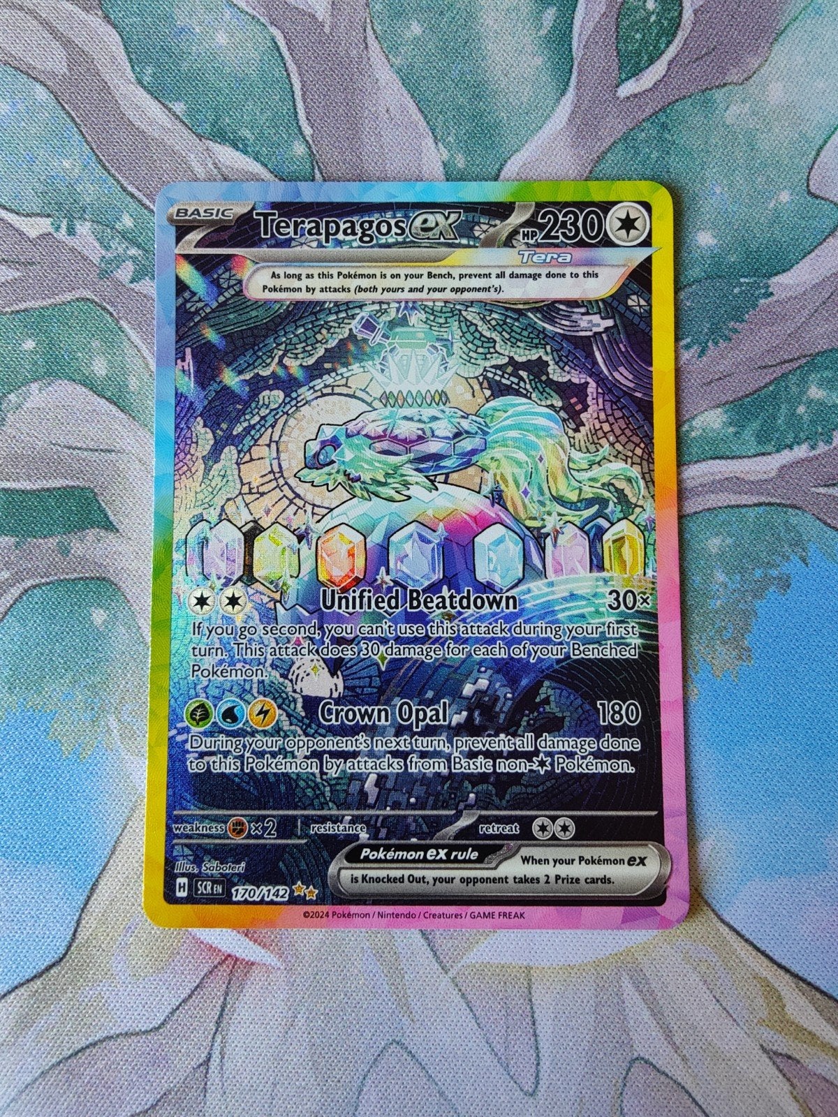 Pokemon Stellar crown terapagos ex illustration 170/164, Ophalen of Verzenden, Nieuw, Losse kaart, Foil
