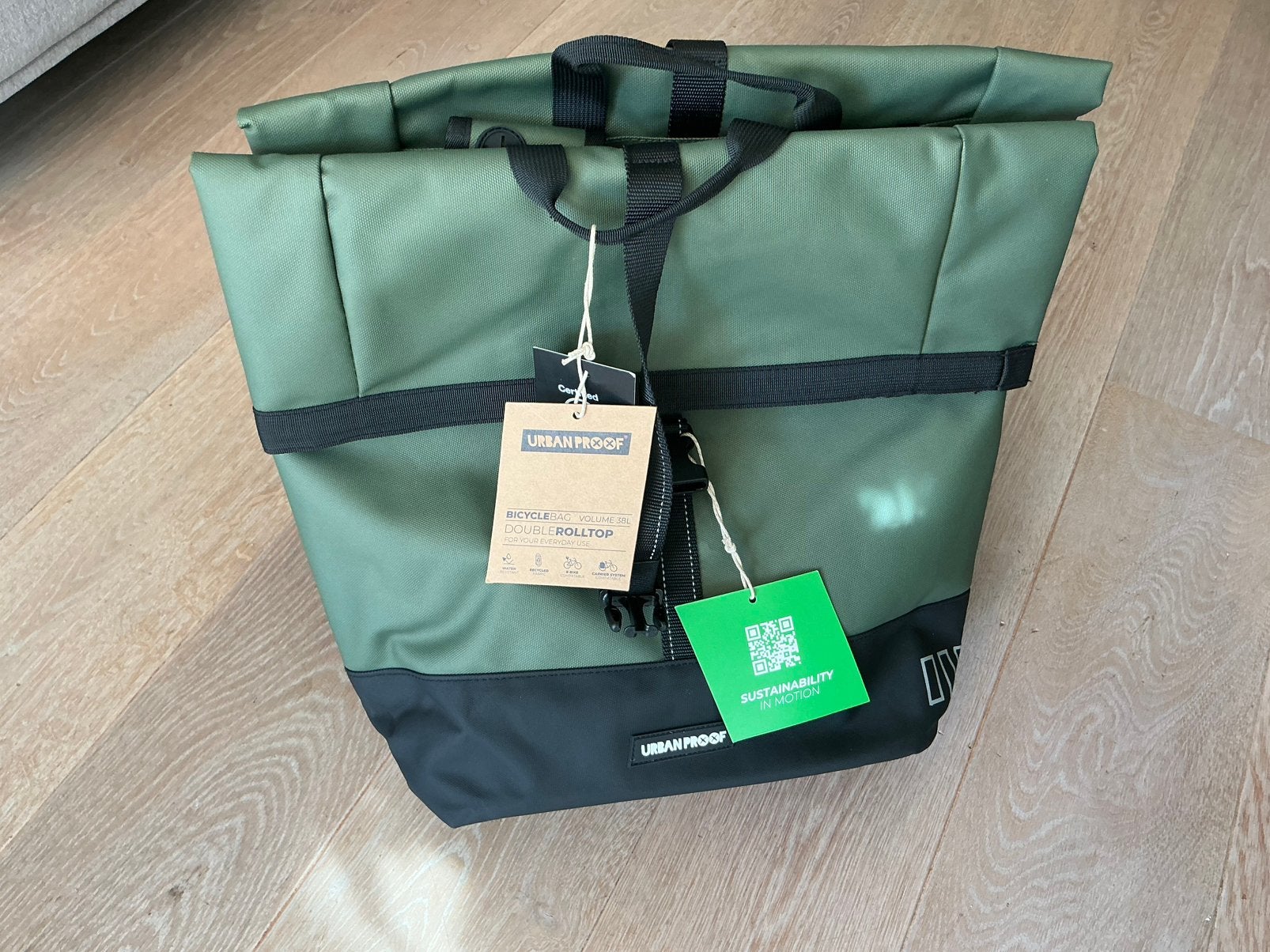 Gerecyclede Dubbele fietstas Urban Proof Rolltop 38L, Ophalen, Nieuw