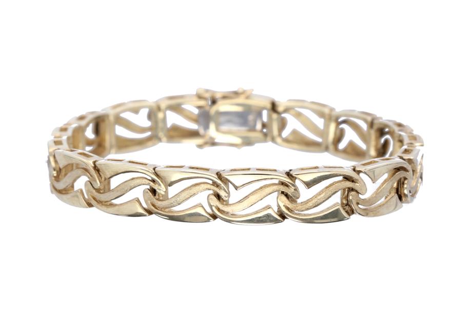 Prachtige Gouden Armband Fantasie Schakel 14 KRT, Sieraden, Tassen en Uiterlijk, Armbanden, Ophalen of Verzenden, Zo goed als nieuw