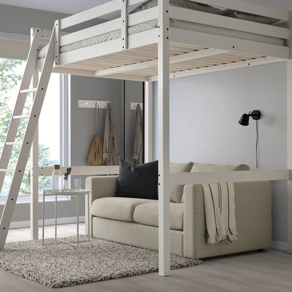 Ikea Stora 140/200 wit, Huis en Inrichting, Slaapkamer | Stapelbedden en Hoogslapers, Hoogslaper, Tweepersoons, 200 cm of hoger