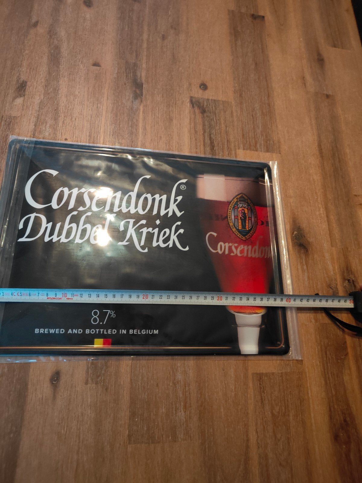 Corsendonk Dubbel Kriek Reclamebord - Nieuwstaat, Ophalen of Verzenden, Nieuw, Reclamebord