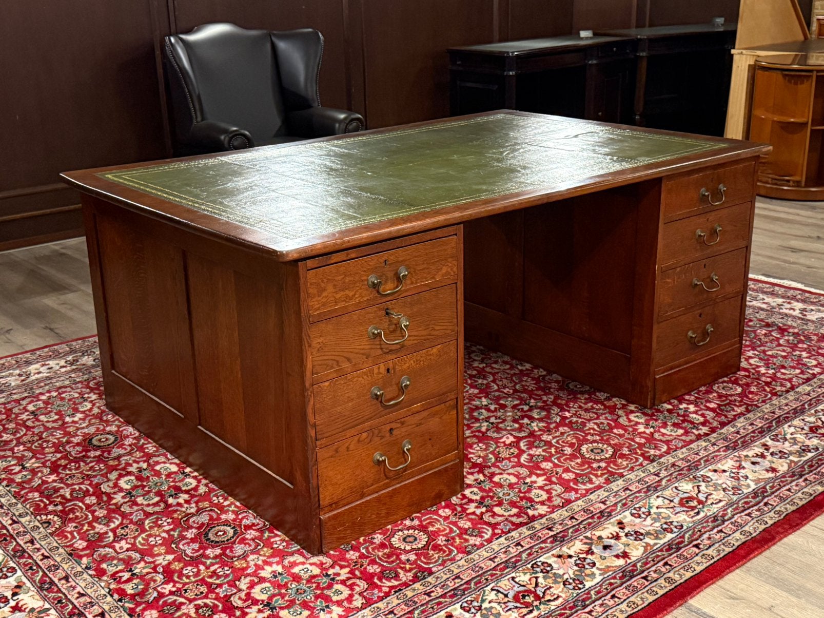 Klassiek Engels bureau (partnerdesk) #670, Met lades, Hout, 180 cm, Ophalen of Verzenden