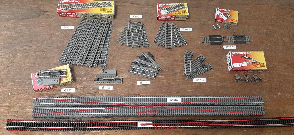 Treintjenl Fleischmann profirail H0 recht, Gelijkstroom, Fleischmann, Rails, Ophalen of Verzenden