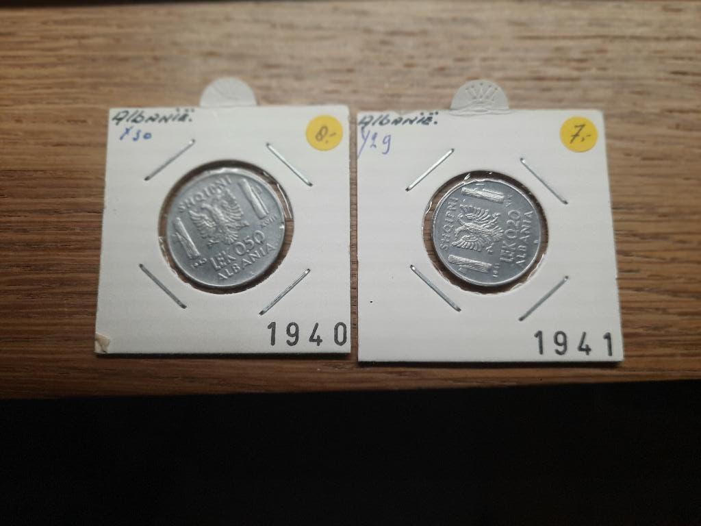 Albanie. 2 munten UNC 1940 en 1941, Ophalen of Verzenden, Overige landen