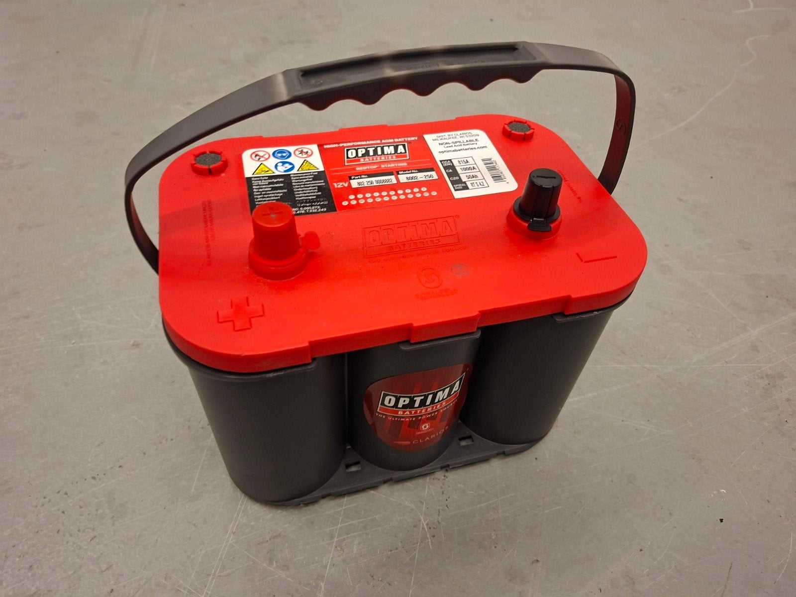 Optima Red Top accu 12V 50Ah, Ophalen of Verzenden, Gebruikt, Motor en Techniek, Zeilboot of Motorboot