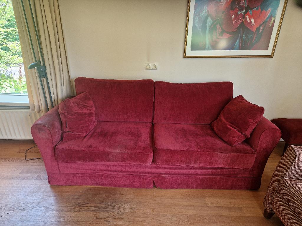 bank en losse stoelen, Huis en Inrichting, Banken | Bankstellen, Ophalen, Overige materialen, Gebruikt, 75 tot 100 cm