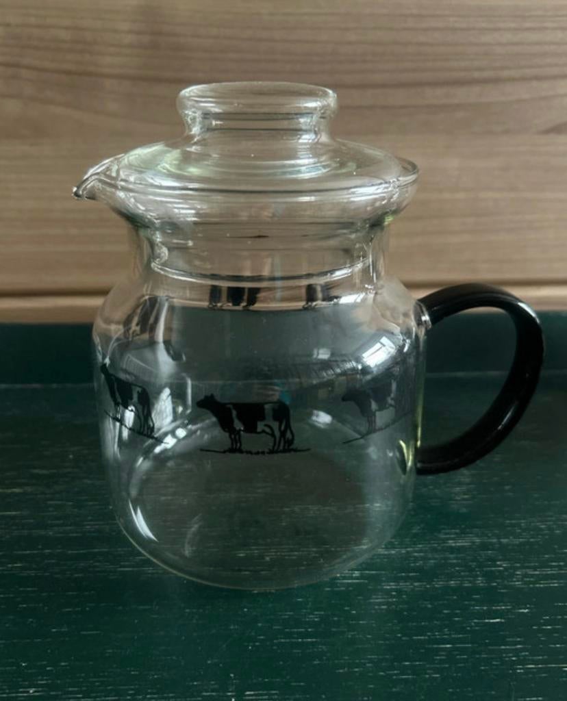 Glazen koeien theepot, 1 liter, Mid West, Glas of Glazen, Ophalen of Verzenden, Overige stijlen, Glas