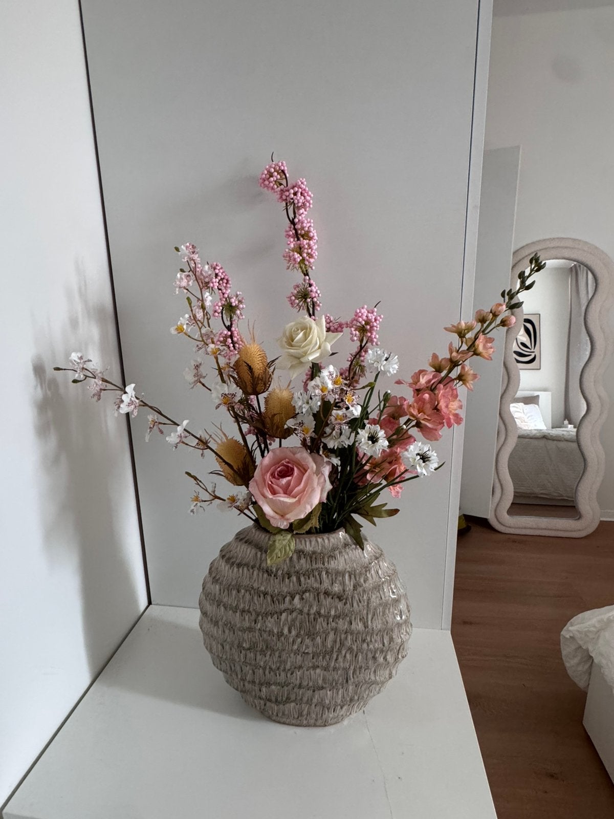 Decoratieve vaas met kunstbloemen, Ophalen, Zo goed als nieuw