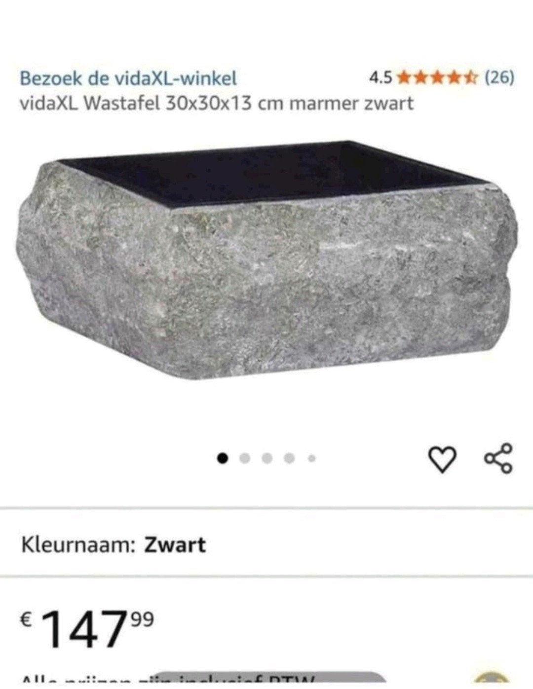 Marmer zwarte wasbak nieuw in doos, Ophalen, Nieuw, Wastafel