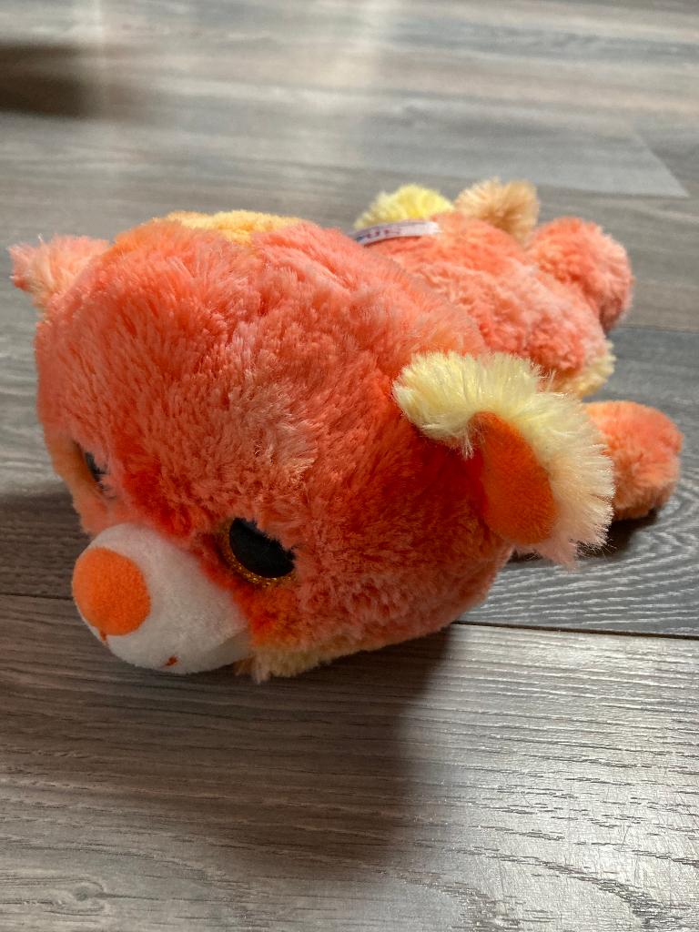 Als nieuw knuffelbeer plush toy knuffel 30cm liggend beertje, Oranje, Beer, Ophalen of Verzenden, Zo goed als nieuw
