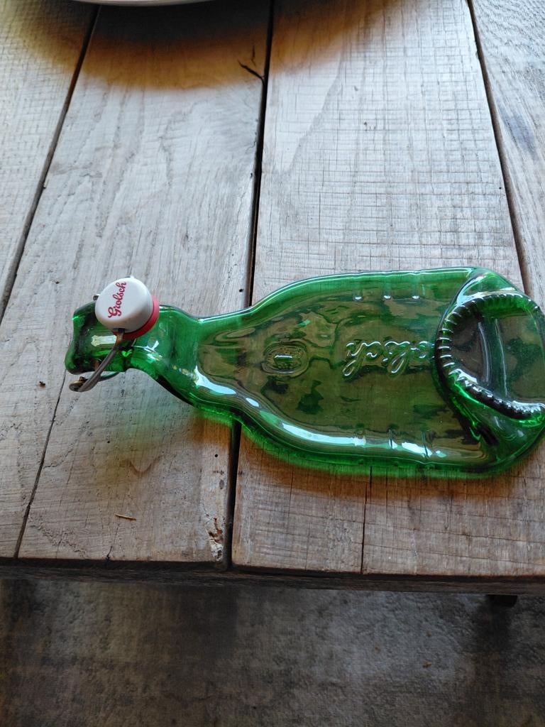 Grolsch fles schaal - Groen glas, Ophalen of Verzenden