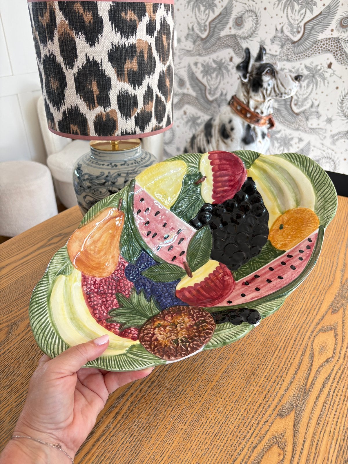 Fruitschaal keramiek, Ophalen of Verzenden, Zo goed als nieuw, Rond, Porselein of Keramiek