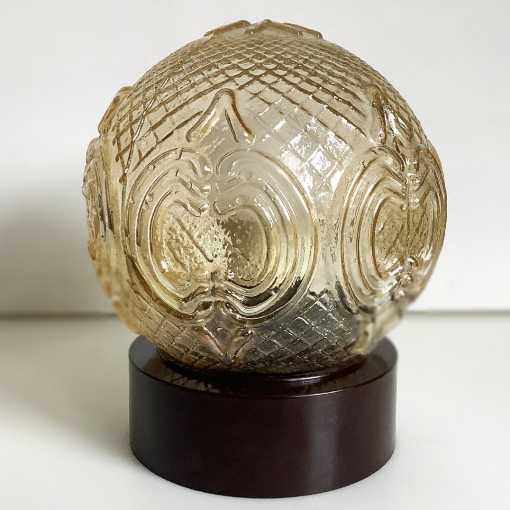 Vintage amber plafondlamp met bakelieten houder 70's, Verzenden, Huis en Inrichting