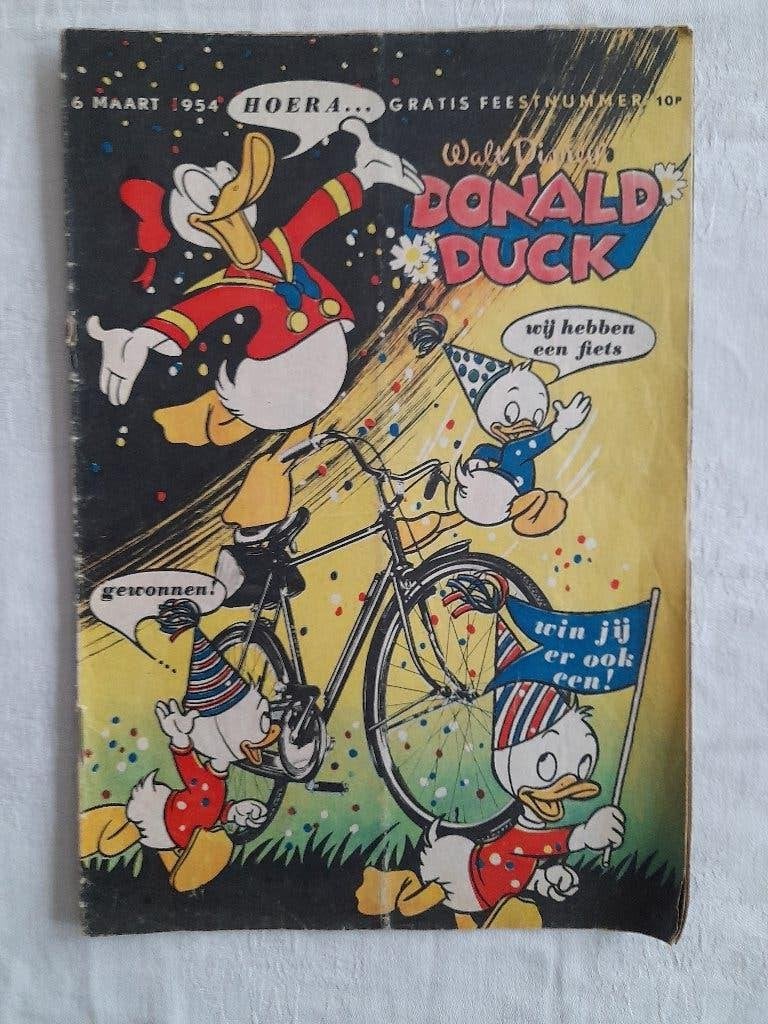 donald duck 6 maart 1954 feestnummer fiets winnen, Boeken, Eén stripboek, Walt Disney  Donald duck, Ophalen, Gelezen