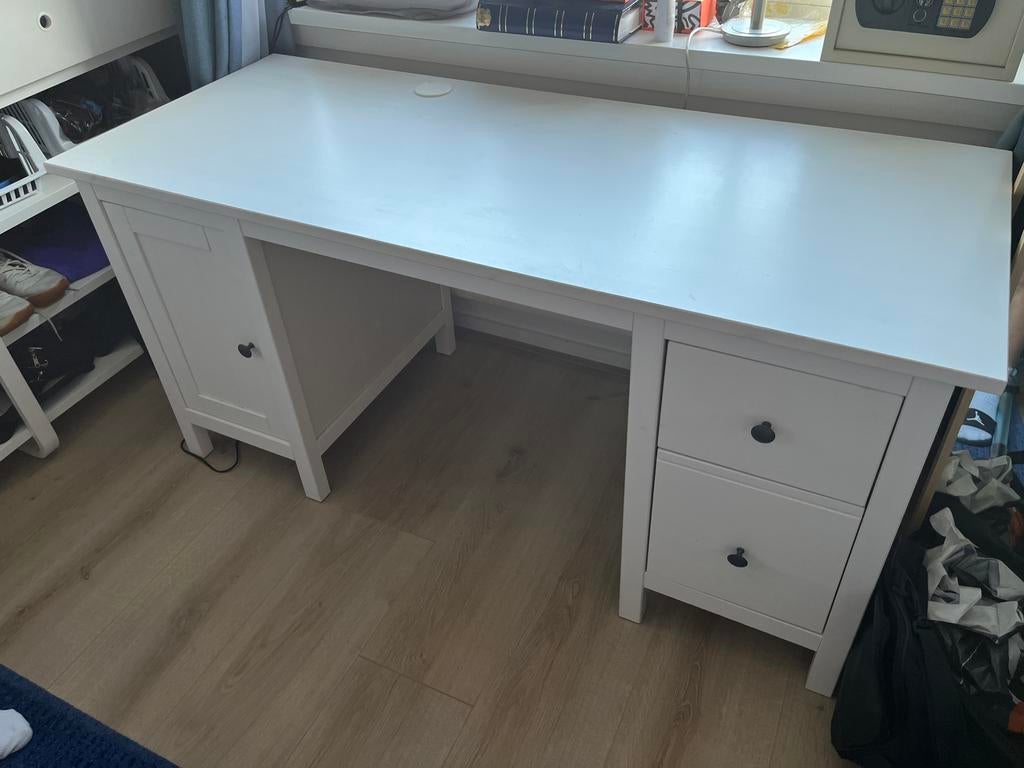 IKEA HEMNES bureau wit, Hout, Zo goed als nieuw, IKEA, Computerbureau