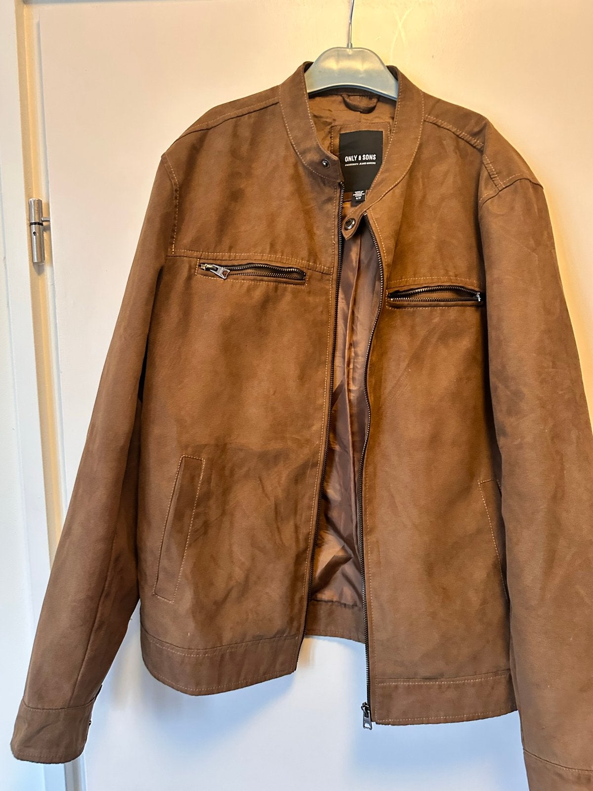 Only & Sons bruine suède-look jas, maat L, Ophalen of Verzenden, Zo goed als nieuw, Maat 52/54 (L), Bruin