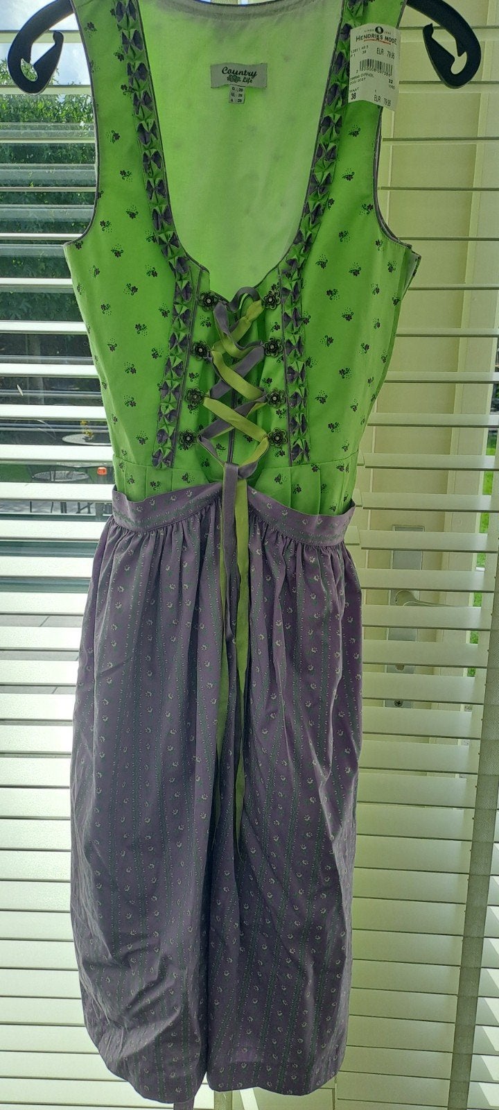 Nieuwe Dirndl Groen/Lila Maat 38, Kleding | Dames, Maat 38/40 (M), Nieuw, Ophalen of Verzenden, Boven de knie