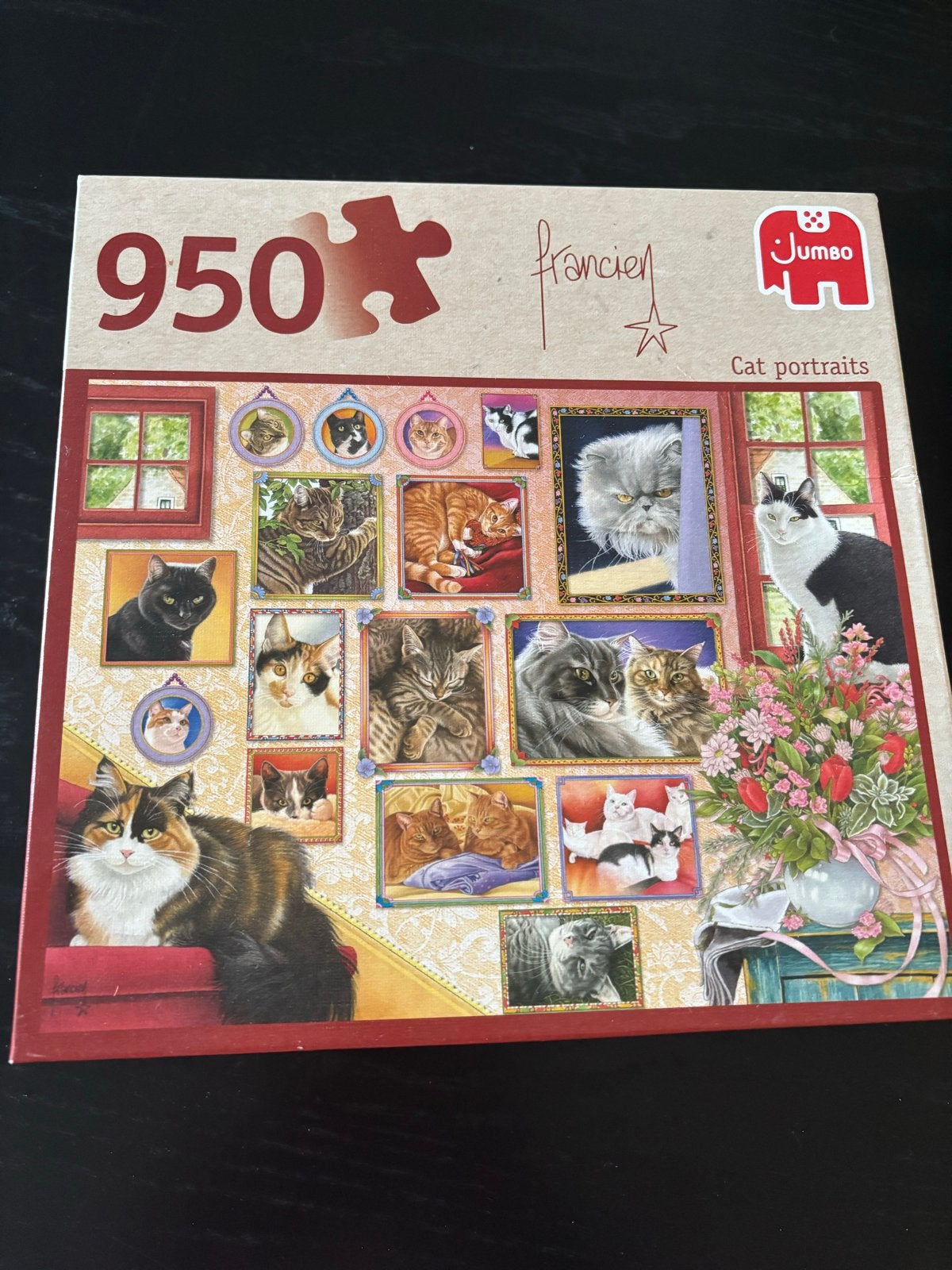 Jumbo katten puzzel 950 stukjes - Kattenportretten, Ophalen, 500 t/m 1500 stukjes, Zo goed als nieuw, Legpuzzel