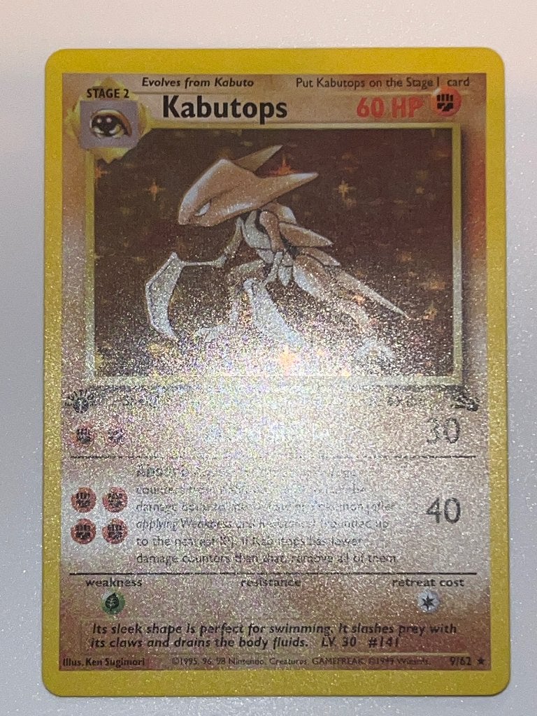 Pokémon Kabutops 1st Edition Holo Fossil 9/62 – Vintage 1999, Ophalen of Verzenden, Zo goed als nieuw