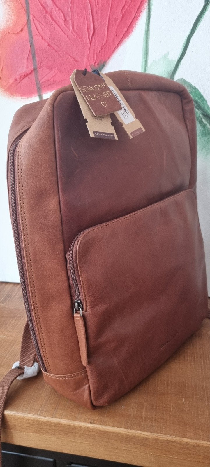 LUXE € 100,- nieuwe leren Daniel Ray rugtas Cognac rugzak, Overige merken, 25 tot 40 cm, Nieuw, Ophalen of Verzenden