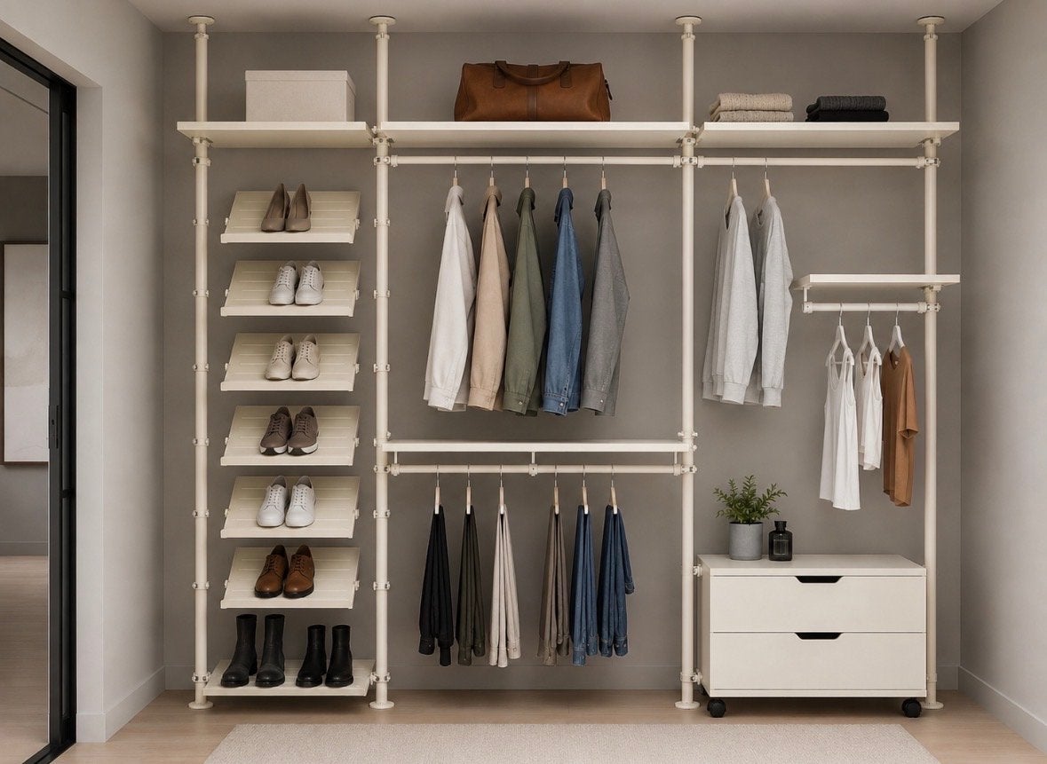IKEA ELVARLI open kledingkast systeem, Ophalen, 100 tot 150 cm, 200 cm of meer, Zo goed als nieuw