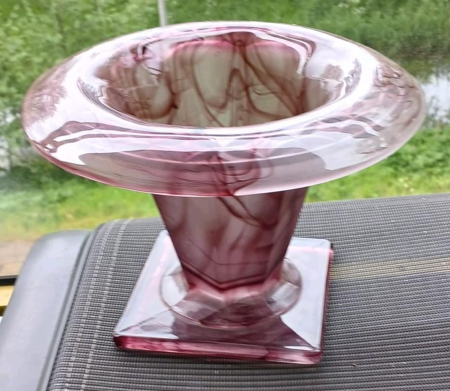Art Deco glass Davidson Cloudglas Rosebowl met kikker, Ophalen of Verzenden