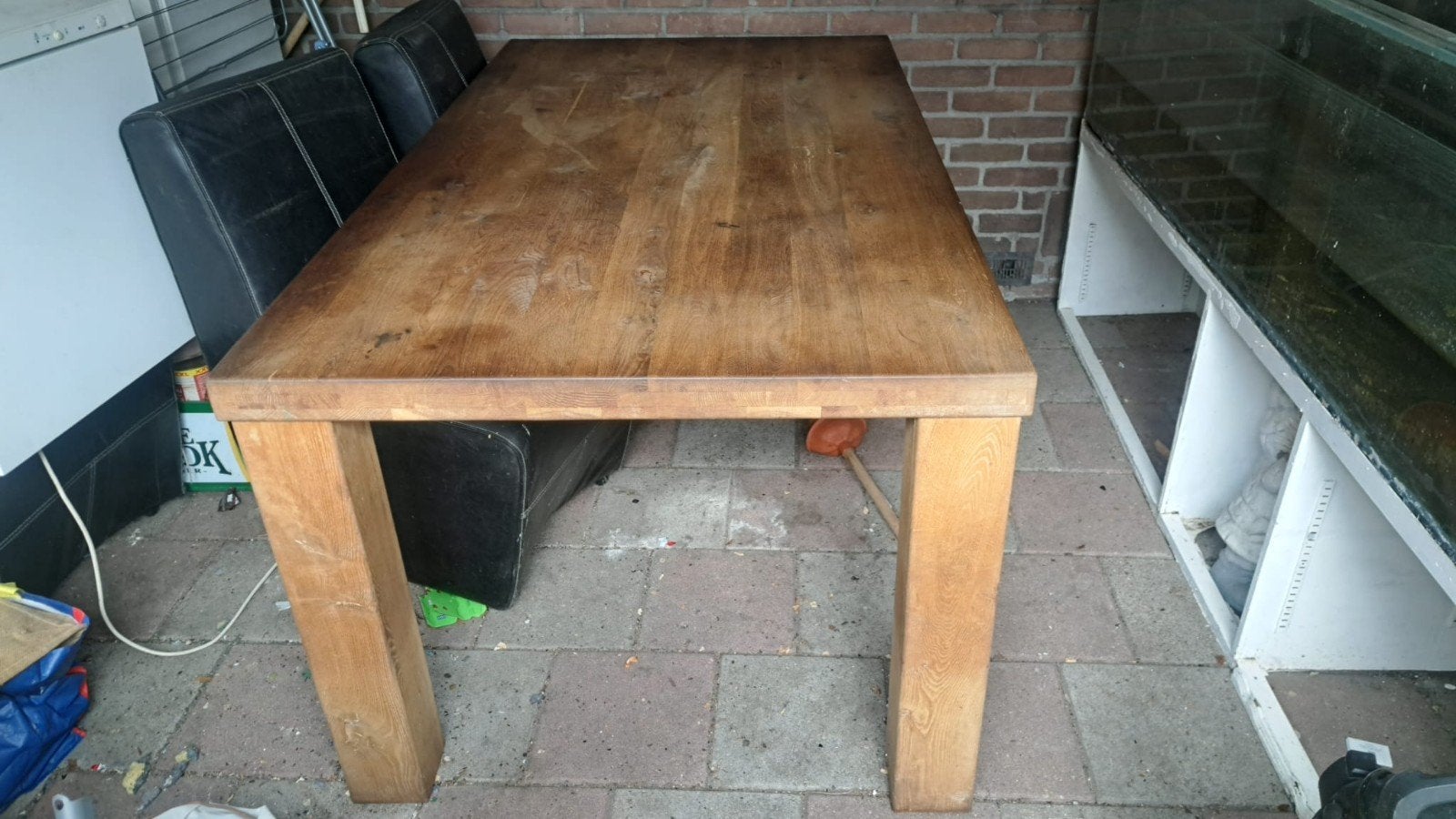 Eikenhouten eettafel, Huis en Inrichting, Tafels | Eettafels, Ophalen, Rechthoekig, 200 cm of meer, 50 tot 100 cm