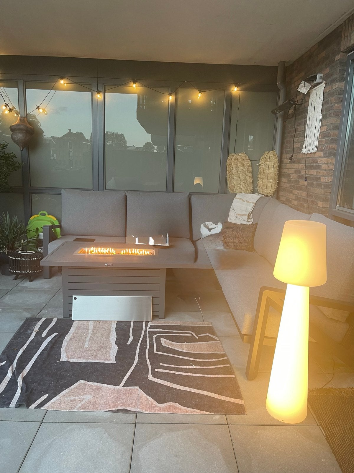 Luxe Loungeset met Vuurtafel Santika antraciet, Ophalen, Gebruikt, Aluminium, 8 zitplaatsen