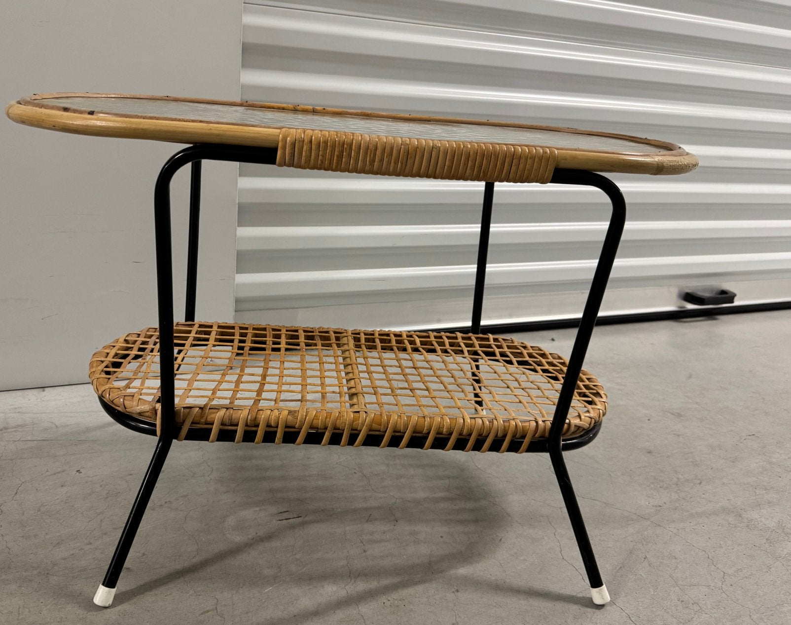 Rohé noordwolde - vintage rotan coffee table 1950, 55 tot 75 cm, Vintage Rotan '50-'60, Ovaal, Ophalen