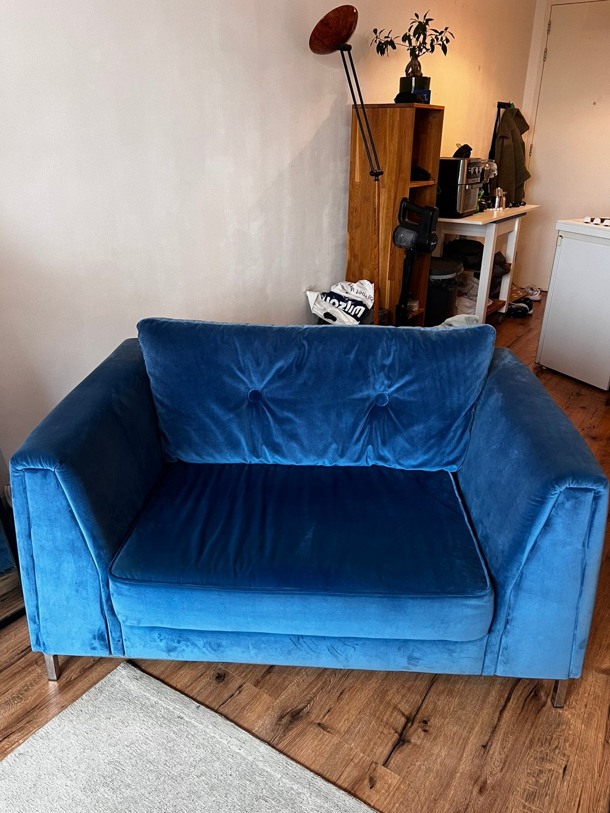 Blauwe loveseat, Ophalen, Tweepersoons, 75 tot 100 cm, Zo goed als nieuw
