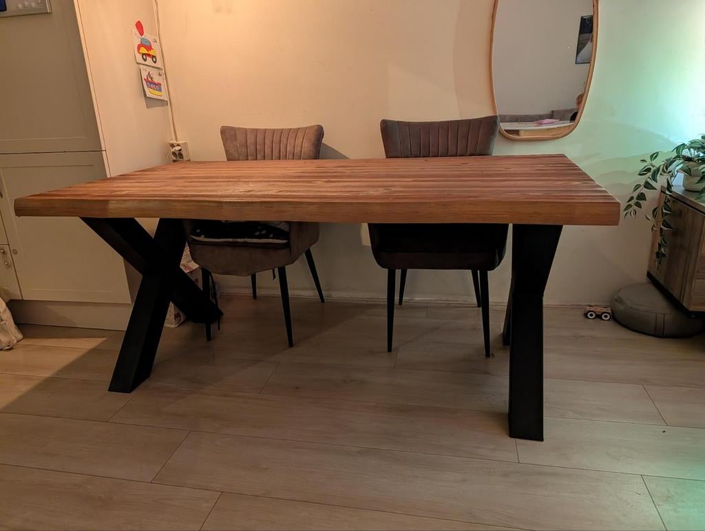 Houten tafel van Haco te koop., Ophalen, Gebruikt, 50 tot 100 cm, 150 tot 200 cm