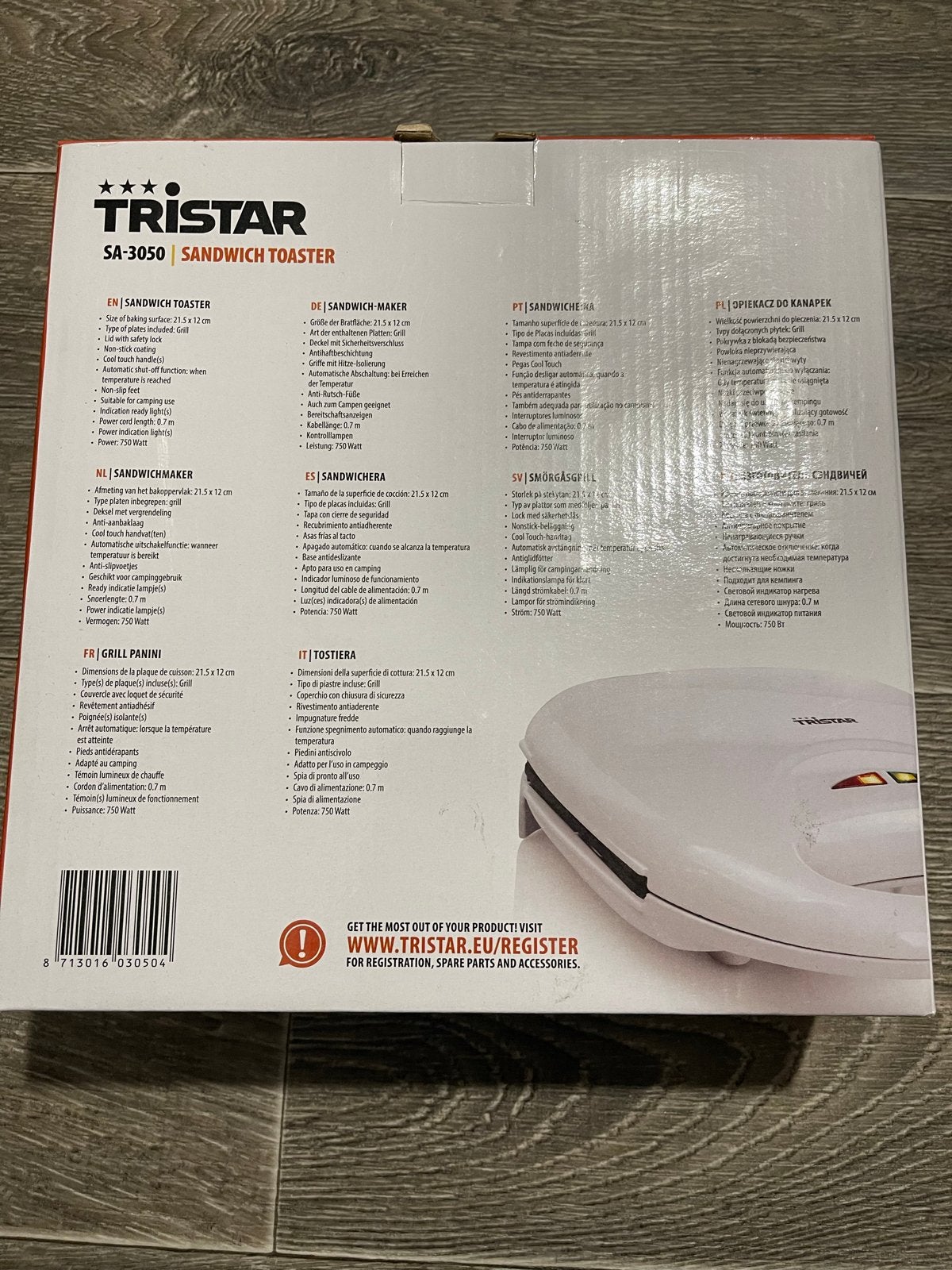 Tristar SA-3050 Sandwichmaker 750W - Nieuw in doos!, Ophalen of Verzenden, Nieuw