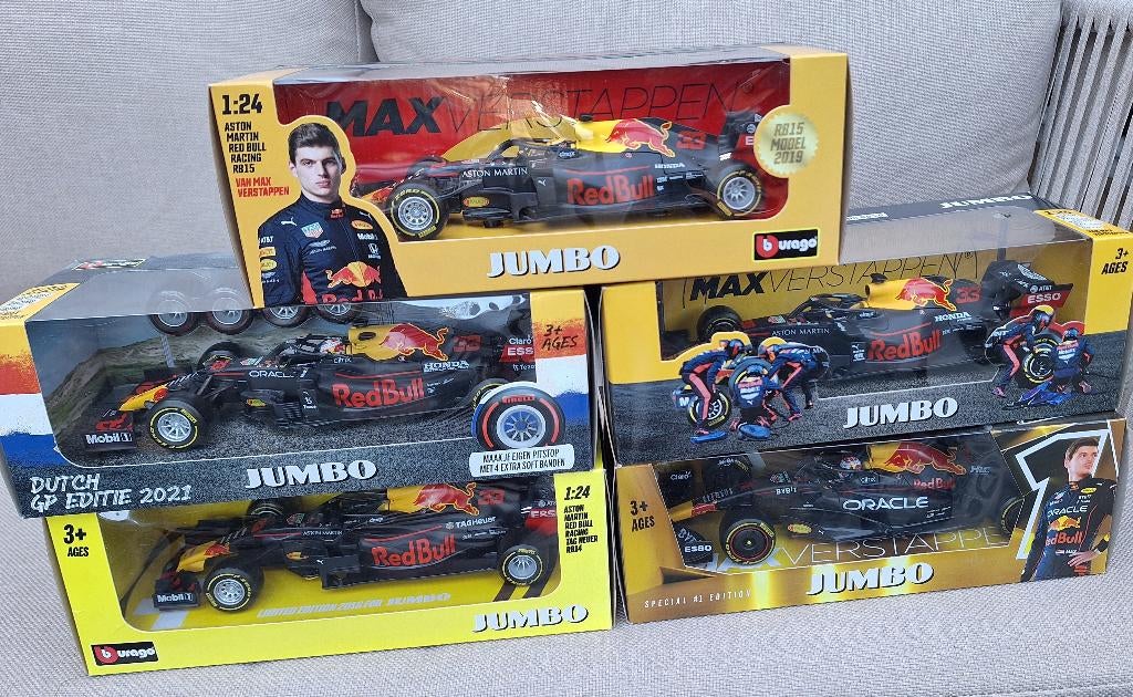 5 st Formule1 model auto’s Max Verstappen in originele dozen, Ophalen of Verzenden, Nieuw, Auto, Bburago