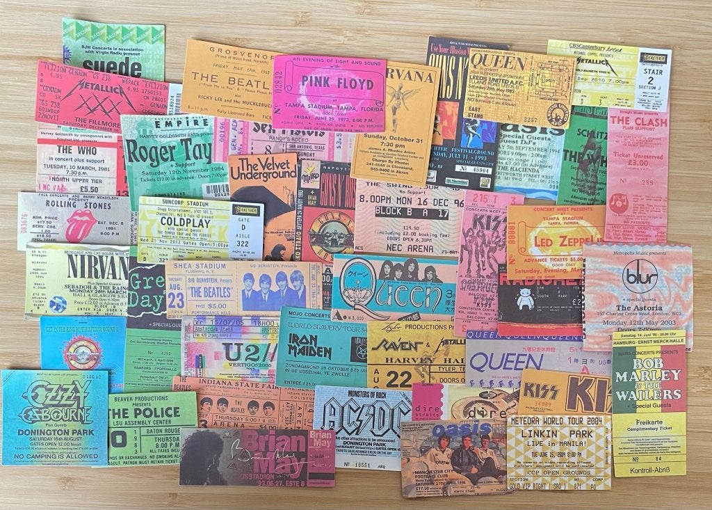 Tickets band concerten stickers, Verzenden, Nieuw, Meerdere stickers