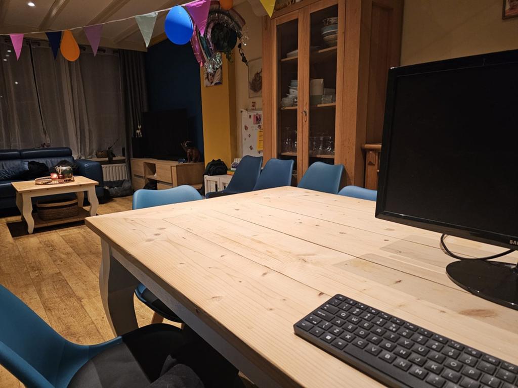 Queen Ann eettafel en salontafel met steigerhout, Huis en Inrichting, Tafels | Salontafels, Ophalen, Gebruikt, 50 tot 100 cm, Klassiek