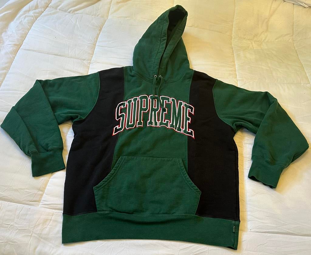 Originele Supreme Paneled Arc hoodie maat M groen zwart FW19, Ophalen of Verzenden, Zo goed als nieuw, Maat 48/50 (M), Groen