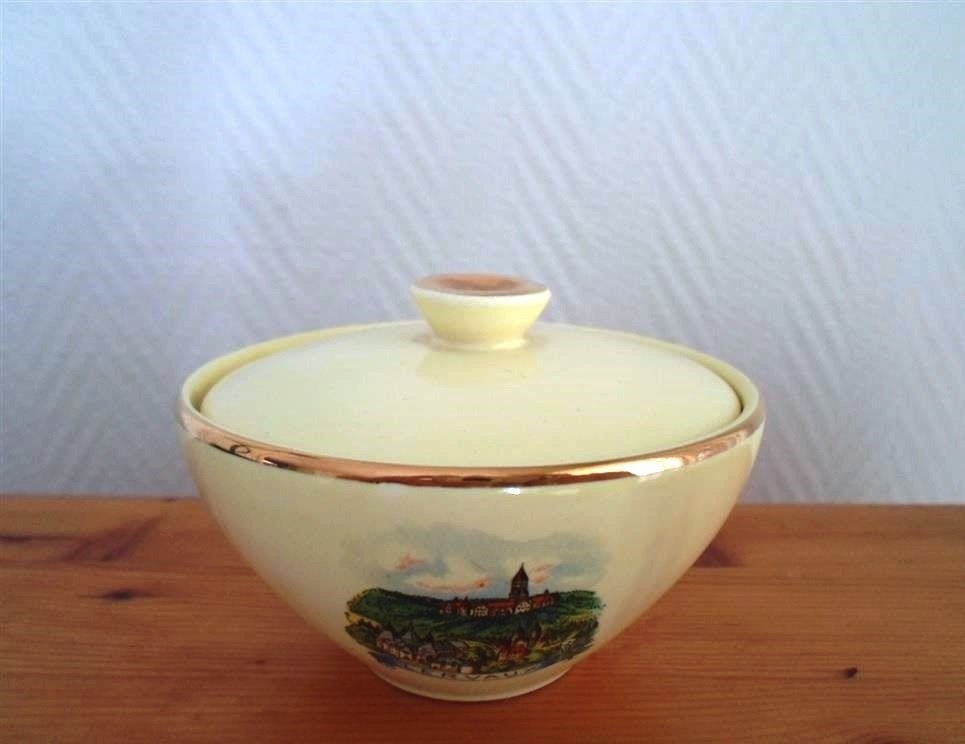 Suikerpot Villeroy en Boch. Pastel geel. Jaren '30, Ophalen of Verzenden