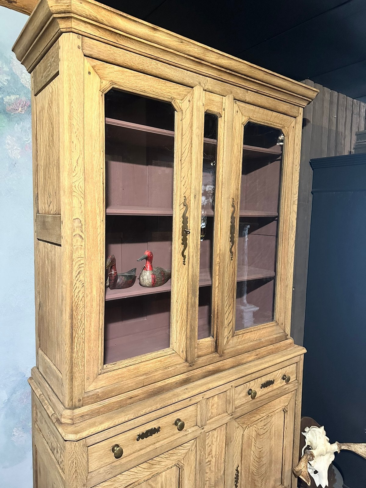 "HENDRICKX "  Eiken Vitrine Kast., Ophalen
