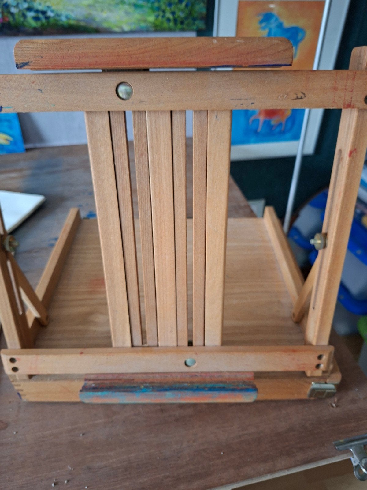 Houten veldezel / schilderkist - draagbaar en inklapbaar, Ophalen, Gebruikt, Ezel