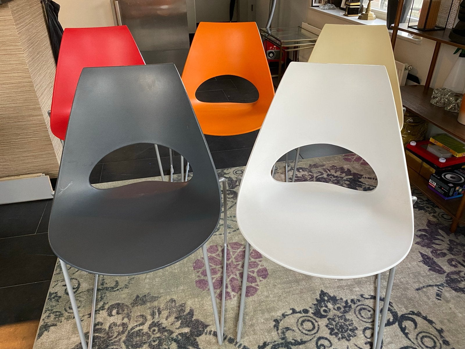 5 Bontempi Shark design stoelen, Ophalen, Kunststof, Gebruikt, Overige kleuren